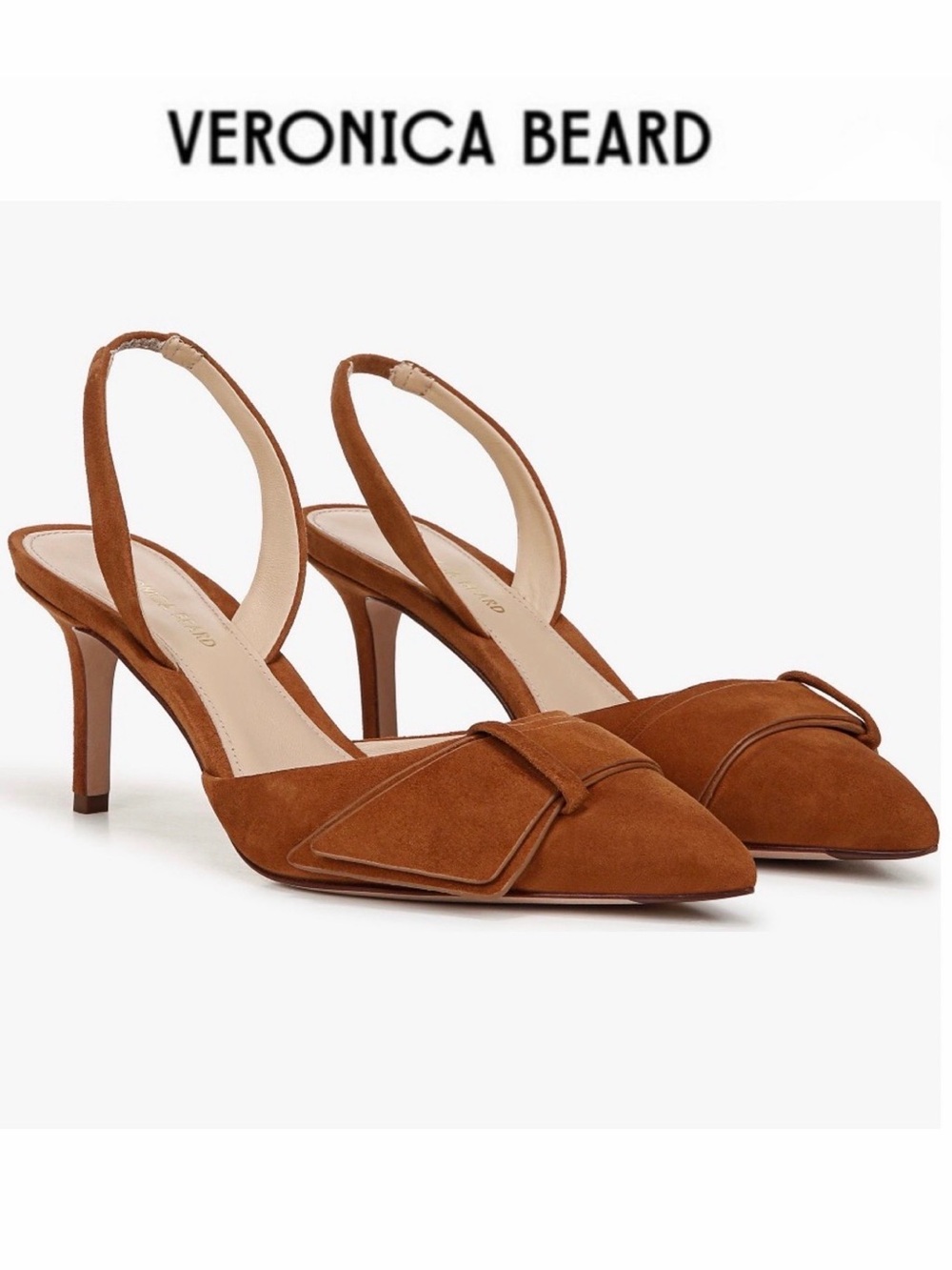 Veronica Beard Lisbeth Slingback Tan Suede Pointed Heels